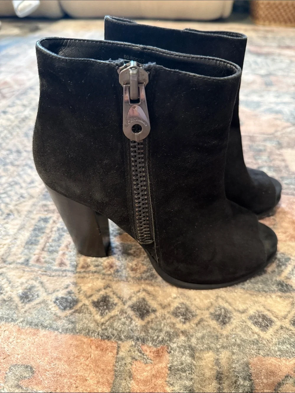 BCBGeneration Black Suede Ankle Boot with Side Zip 6.5